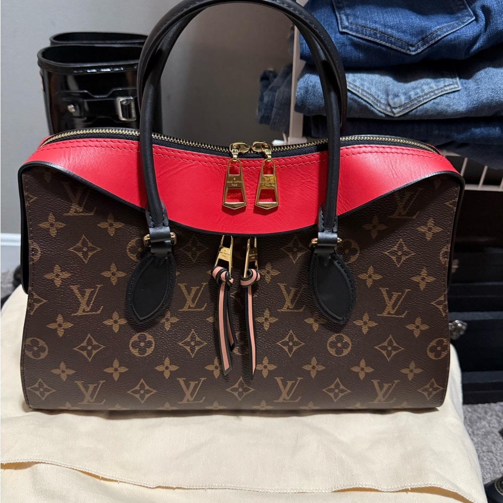 Louis Vuitton Monogram Satchel in Brown and Red